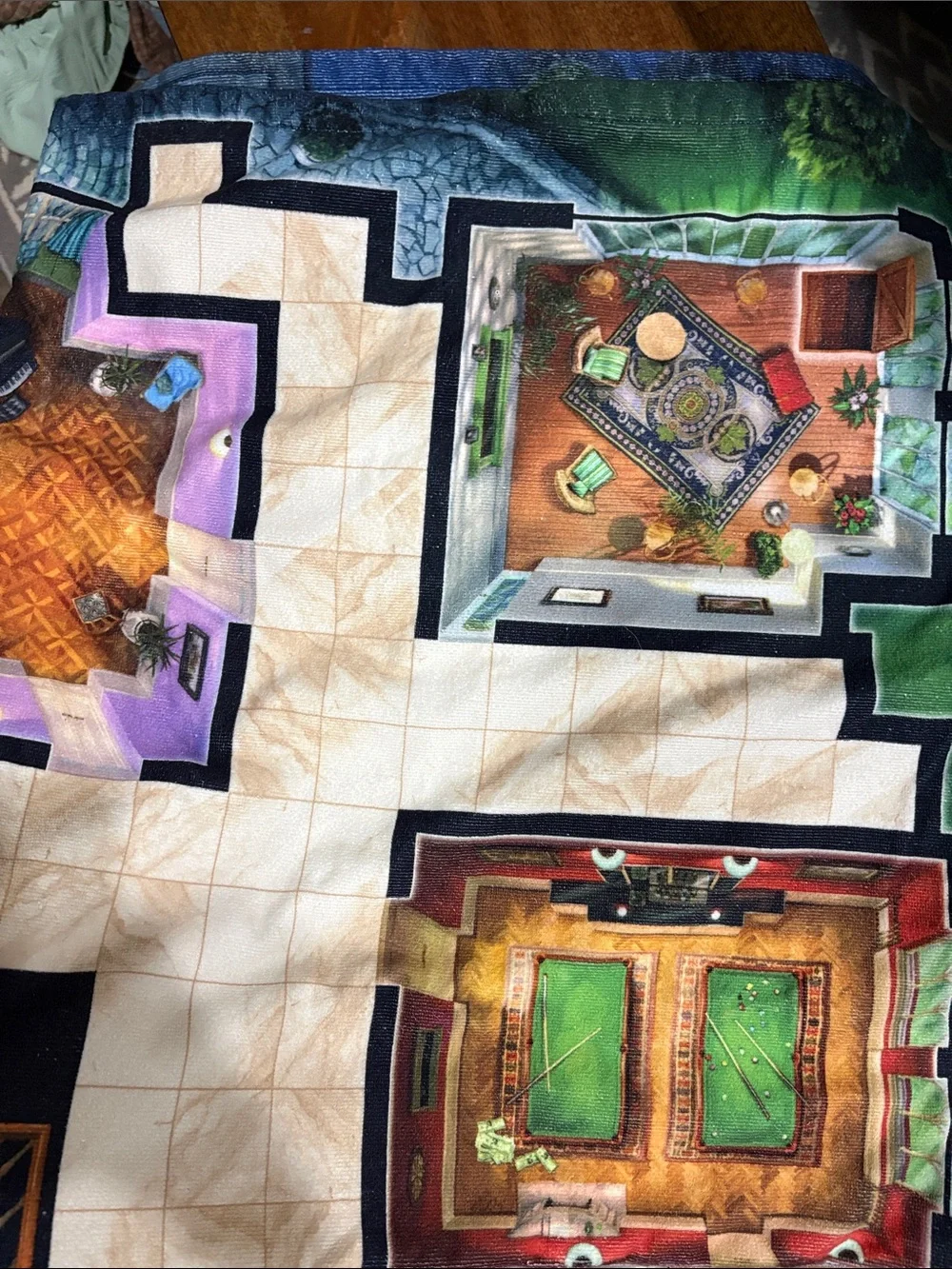 Clue Game Beach Towel Blanket. Like new! Approx.  56 in x 58 in